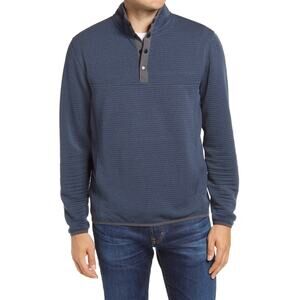 Johnnie-O Halpert Ribbed Henley 1/4 Snap Up Navy Pullover Size XL Quilted Golf
